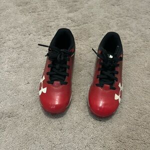 Red under armour baseball cleats